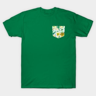 Pocket - Brushstrokes Tropical Palms Green T-Shirt